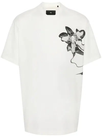Shop Y-3 Adidas Cream And Black Cotton T-shirt In Beige
