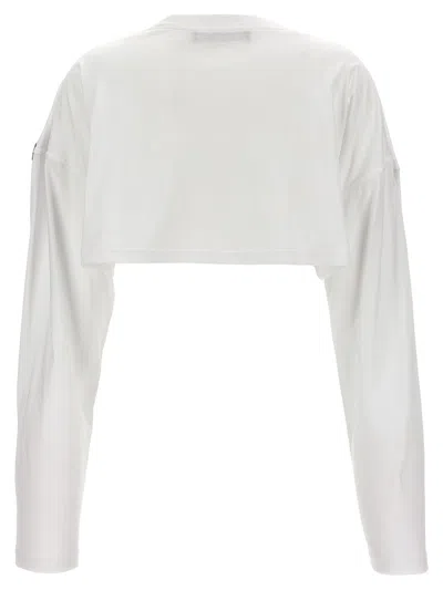 Shop Y/project Logo Cropped T-shirt In White/black