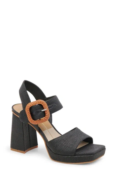 Shop Dolce Vita Amari Platform Sandal In Black Raffia