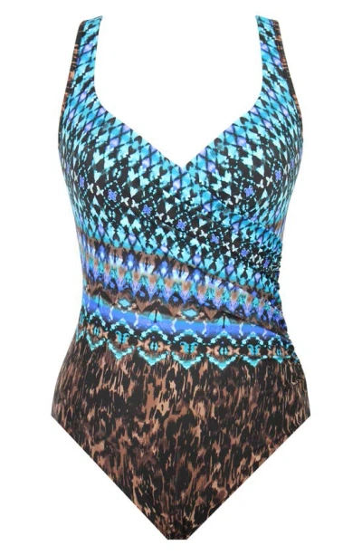 Shop Miraclesuit ® Untamed Wrap One-piece Swimsuit In Brown Multi