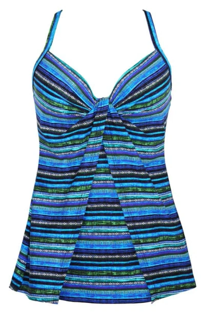 Shop Miraclesuit ® Veranda Gala Tankini Top In Dark Blue Multi