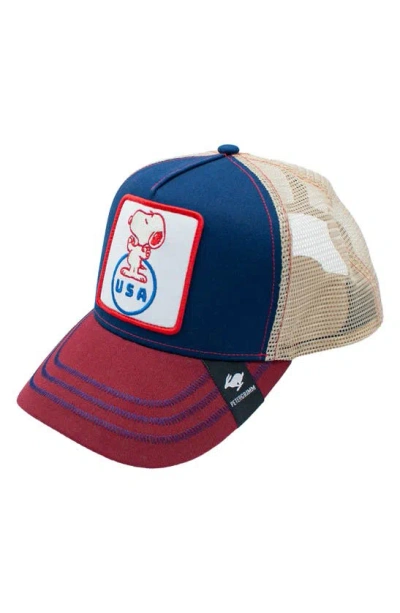 Shop Peter Grimm Usa Snoopy Tucker Hat In Navy