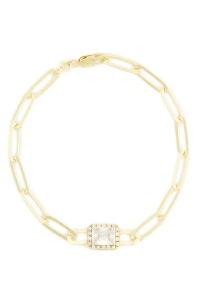 Meshmerise Diamond Halo Paper Clip Chain Bracelet In Yellow