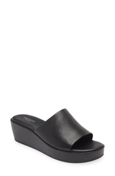 Shop Rockport Aubriella Wedge Sandal In Black Leather