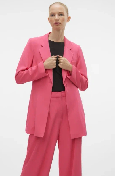 Shop Vero Moda Charity Slim Fit Long Blazer In Raspberry Sorbet