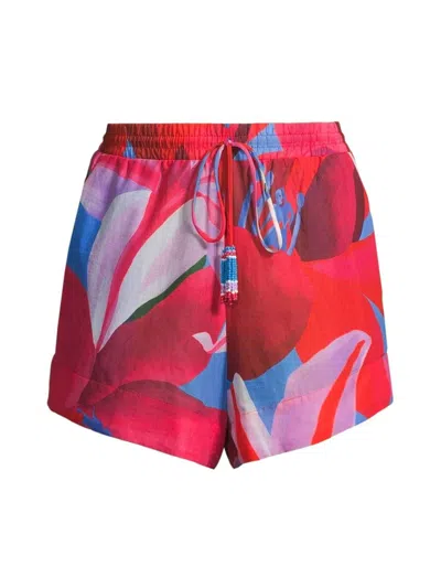Shop Farm Rio Women's Watercolor Floral Cotton Elasticized Shorts