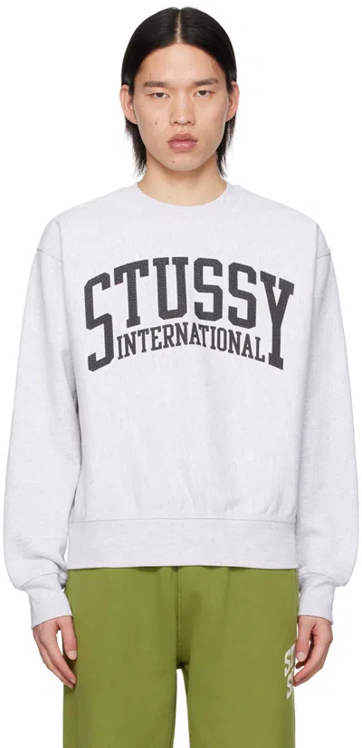 Shop Stussy Gray 'international' Sweatshirt In Ashh Ash Heather