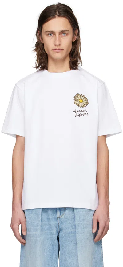 Shop Maison Kitsuné White Floating Flower T-shirt In P100 White