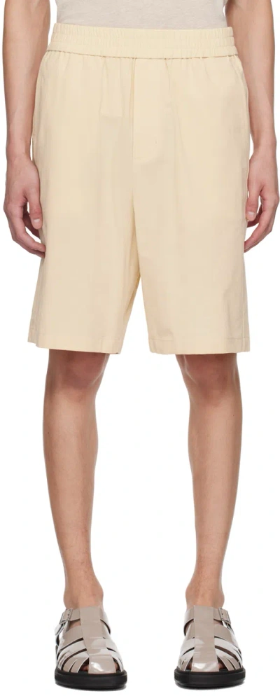 Shop Ami Alexandre Mattiussi Yellow Elasticized Waist Shorts In Cream/721