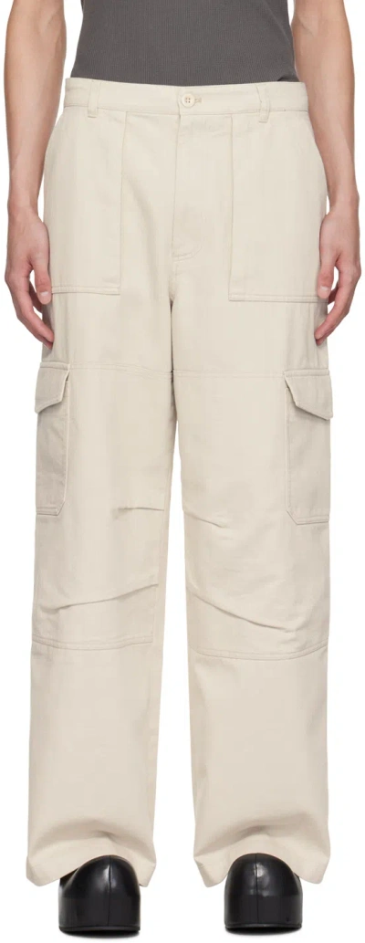 Shop Acne Studios Off-white Pleats Cargo Pants In Aef Ivory White