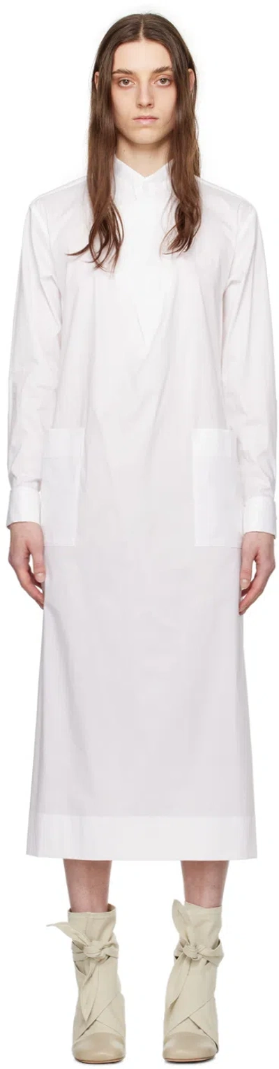 Shop Issey Miyake White Fastened Midi Dress In 01-white