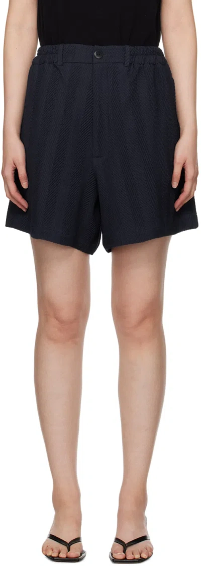 Shop Cordera Navy Herringbone Shorts