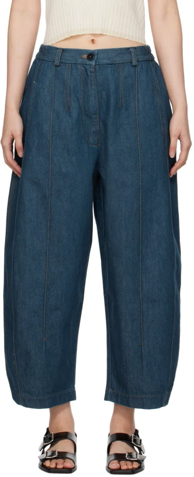 Shop Cordera Blue Frontal Seam Curved Jeans In Denim