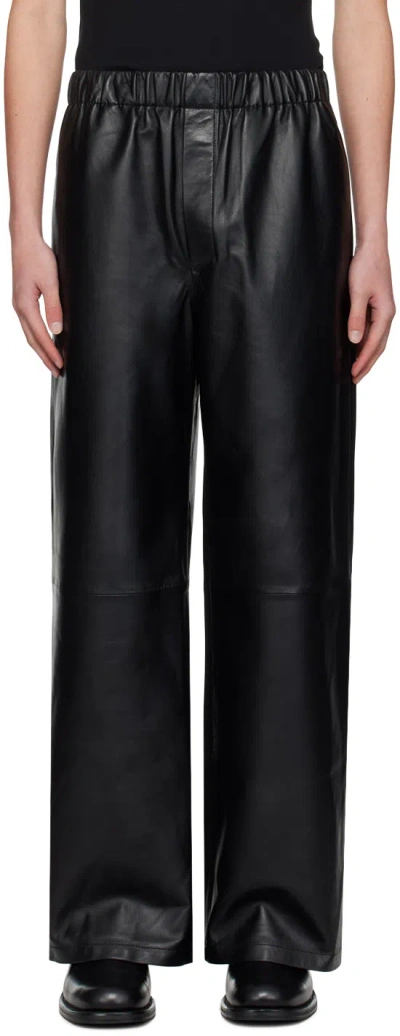 Shop Ludovic De Saint Sernin Black Elasticized Leather Pants