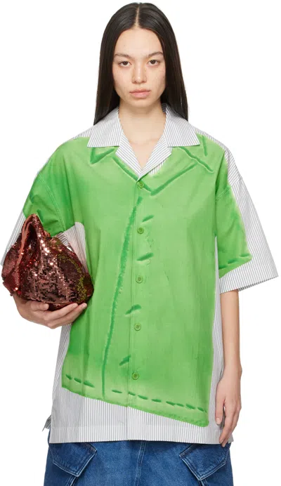 Shop Jw Anderson White & Green Trompe L'œil Shirt In 694 Light Grey/green