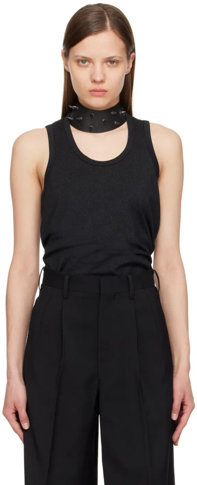 Shop Junya Watanabe Black Glitter Tank Top In 1 Black