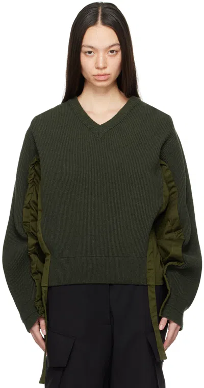 Shop Jw Anderson Green Drawstring Sweater In 549 Sage