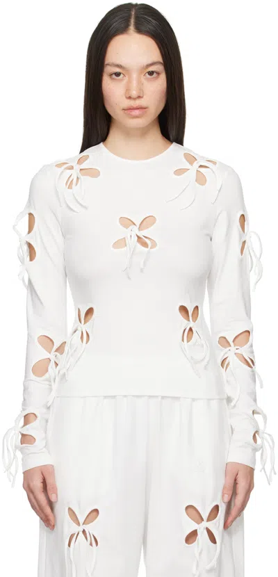 Shop J.kim White Cutout Long Sleeve T-shirt