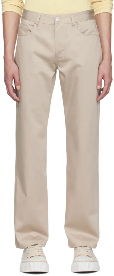 Shop Ami Alexandre Mattiussi Beige Straight Fit Trousers In Light Beige/271