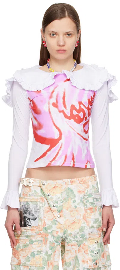 Shop Chopova Lowena Ssense Exclusive Pink Girls Tear Long Sleeve T-shirt In Multi
