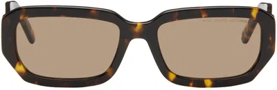 Shop Marc Jacobs Brown Rectangular Sunglasses In 086 Havana