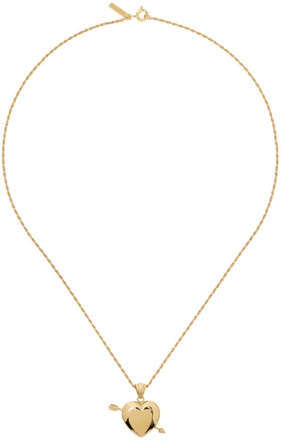 Shop Ernest W Baker Gold Cupid Necklace In Gold Plated Silver