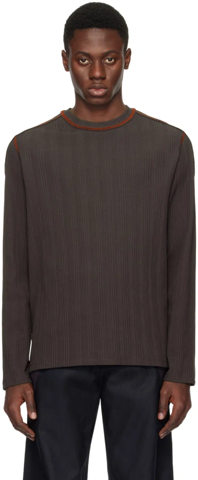 Shop Affxwrks Brown Boxed Long Sleeve T-shirt In Shale Brown