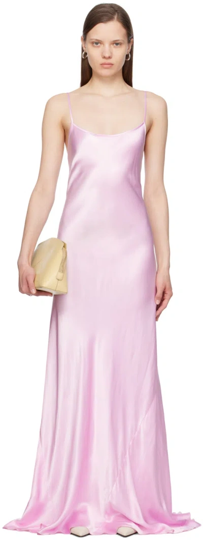 Shop Victoria Beckham Pink Low Back Maxi Dress In Rosa