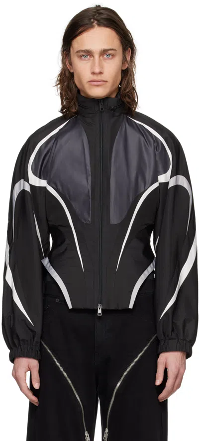 Shop Mugler Black Corseted Jacket In Black/black