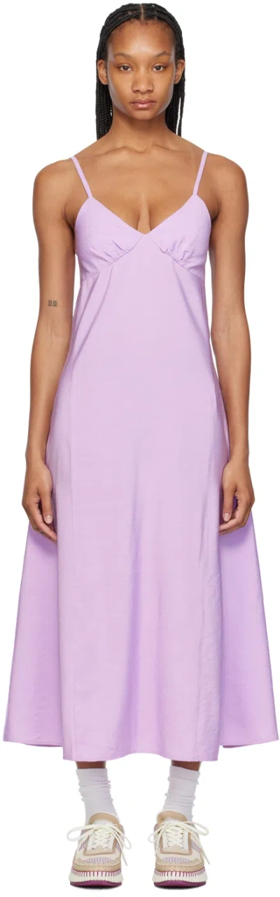 Shop Maison Kitsuné Purple Strap Maxi Dress In P502 Lilac