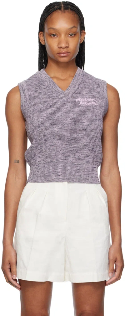 Shop Maison Kitsuné Purple Handwriting Vest In H502 Lilac Melange