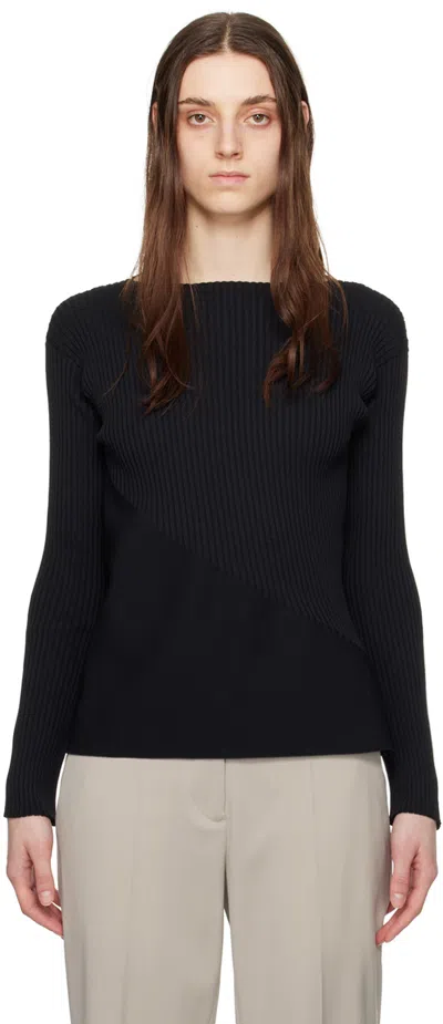 Shop 132 5. Issey Miyake Black Contrast Sweater In 15 Black