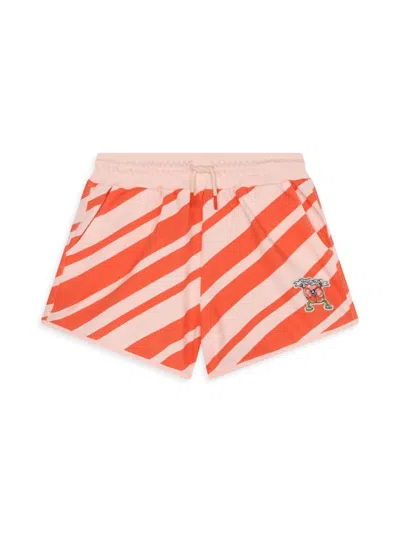 Shop Kenzo Little Girl's & Girl's Striped Sweat Shorts In Poppy