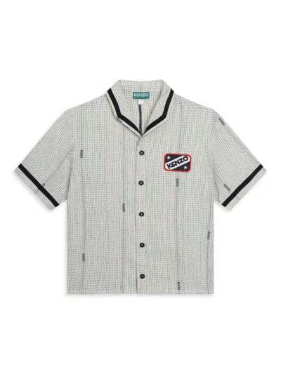 Shop Kenzo Little Boy's & Boy's Logo Dot Short-sleeve Shirt In Ivory