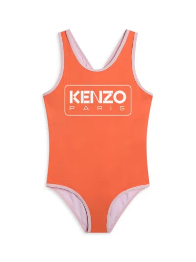 Shop Kenzo Little Girl's & Girl's Logo One-piece Swimsuit In Poppy