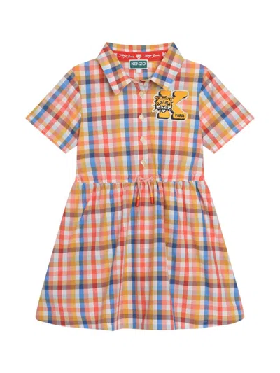 Shop Kenzo Little Girl's & Girl's Checked Cotton Dress In Yellow