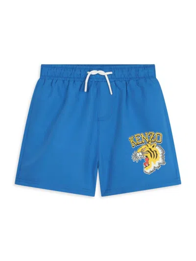 Shop Kenzo Little Boy's & Boy's Logo Swim Shorts In Electric Blue