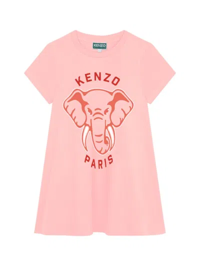 Shop Kenzo Little Girl's & Girl's Logo Elephant T-shirt Dress In Veiled Pink