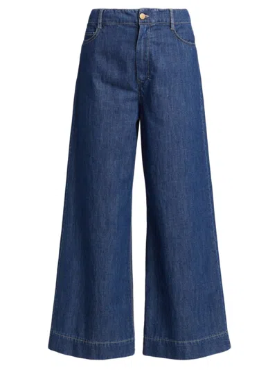 Shop Max Mara Women's Zendaya Denim Wide-leg Pants In Cornflower Blue
