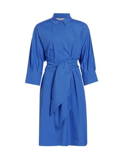 Shop Max Mara Women's Tabata Belted Cotton Shift Dress In Cornflower Blue