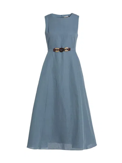 Shop Max Mara Women's Amelie Belted Fit & Flare Dress In Sky Blue