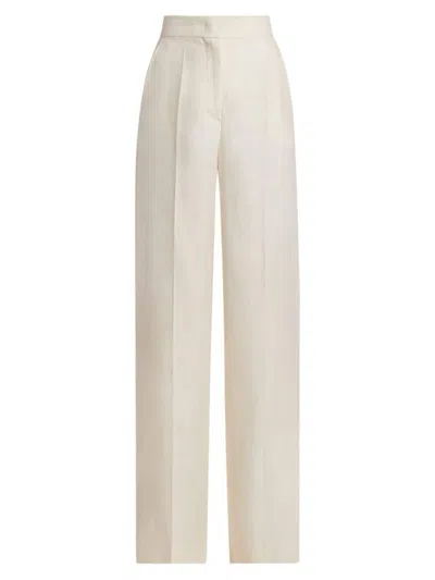 Shop Max Mara Women's Hangar Linen Wide-leg Trousers In Ivory