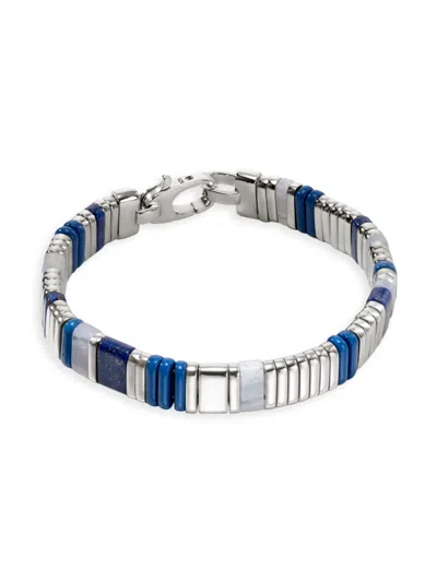 Shop John Hardy Women's Chain Classic Sterling Silver, Lapis Lazuli & Blue Lace Agate Beaded Bracelet