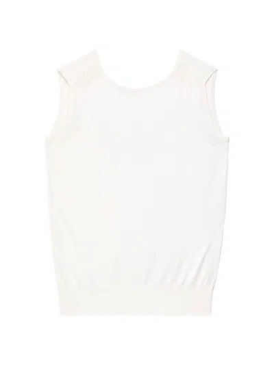 Shop Another Tomorrow Women's Scooped Back Knit Top In Off White