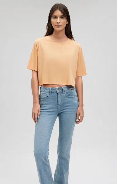Shop Mavi Cropped Short Sleeve T-shirt In Peach Cobbler In Orange