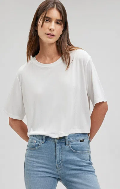 Shop Mavi Cropped Short Sleeve T-shirt In Antique White