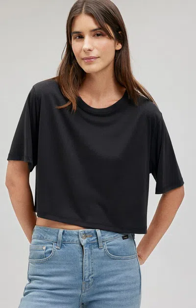 Shop Mavi Cropped Short Sleeve T-shirt In Black