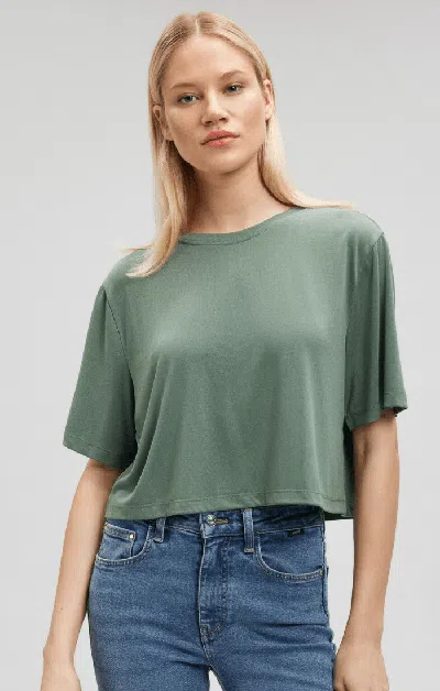 Shop Mavi Cropped Short Sleeve T-shirt In Agave Green