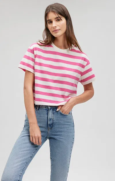 Shop Mavi Striped Crew Neck T-shirt In Shocking Pink Stripe