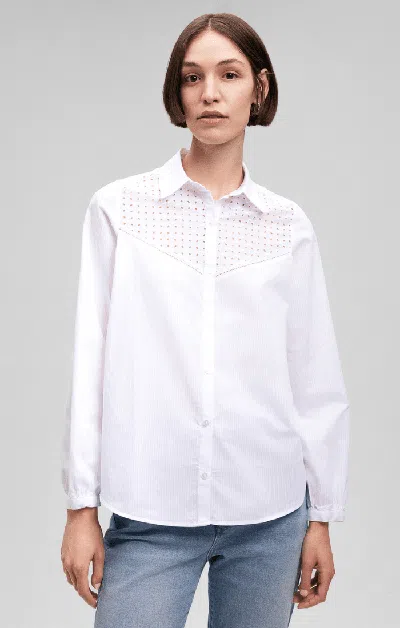 Shop Mavi Lace Detail Button-up Shirt In White